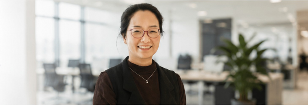 Angela Jung of AJ Care in a professional office